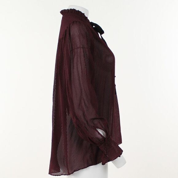 Reiss Maevie Silk-Blend Tie-Neck Dot Blouse - Picture 5 of 5